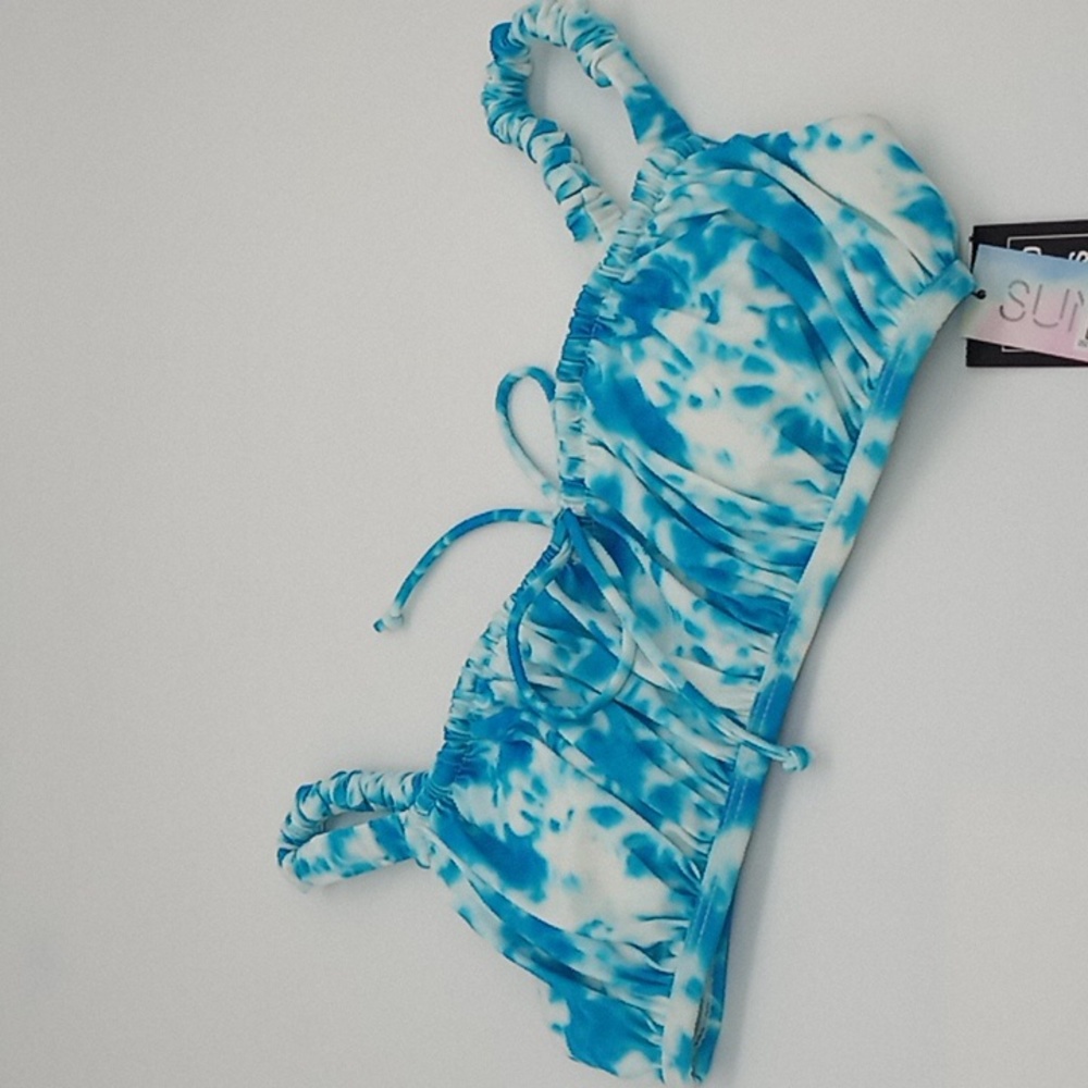 Sundazed Ledia Tie Dye Shirred Bikini Top Teal
